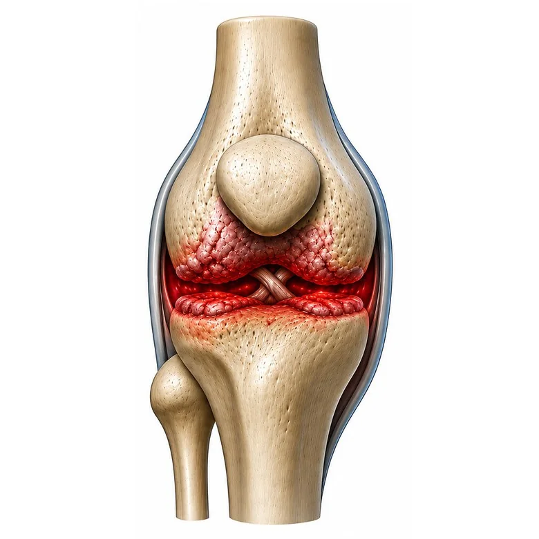 Ilustración de una articulación con dolor e inflamación